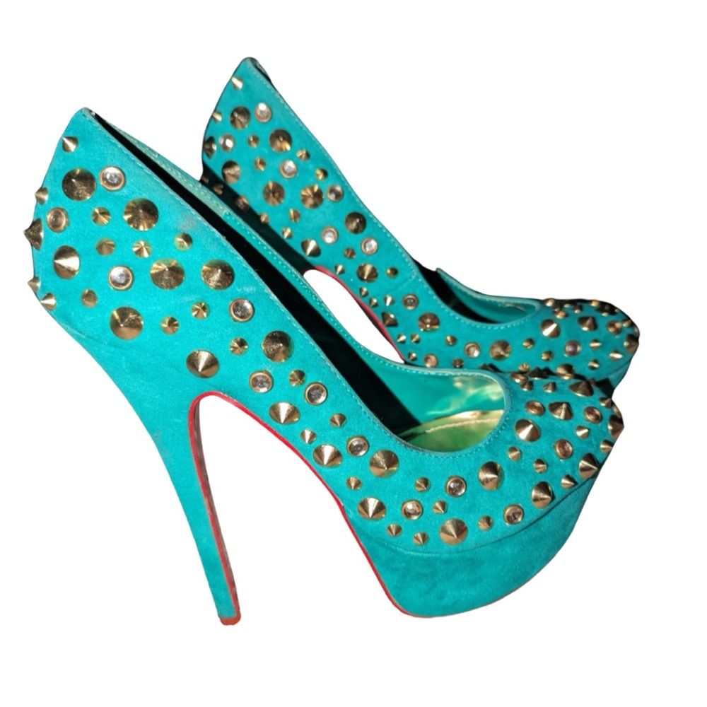 Alba Green Studded Heels